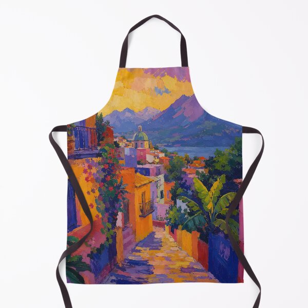 Item preview, Colorful Mediterranean Village Wall Art – Coastal Mountain Town Travel Print designed and sold by GutyzDesignsES.