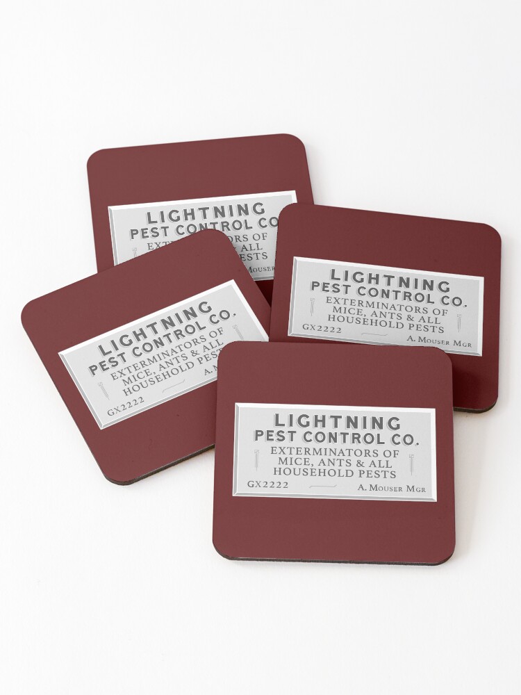 Thumbnail 1 of 5, Coasters (Set of 4), Lightning Pest Control designed and sold by Normbot2000.