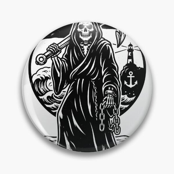 Item preview, Grim Reaper Carrying Large Anchor and Chains Standing Near Lighthouse designed and sold by MisteryDesigner.