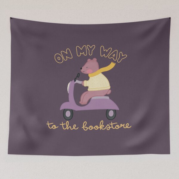 Item preview, On My Way to the Bookstore Cute Bear on a Scooter designed and sold by winterpumpkin.