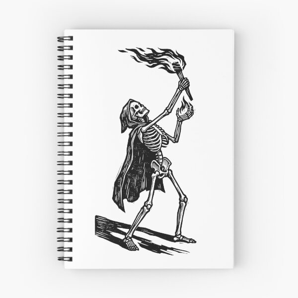Item preview, Hooded Skeleton Wearing Cape Holding Flaming Torch designed and sold by MisteryDesigner.