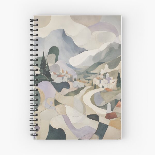 Item preview, Abstract Volcano Landscape – Earth Tone Mid Century Village Wall Art designed and sold by GutyzDesignsES.