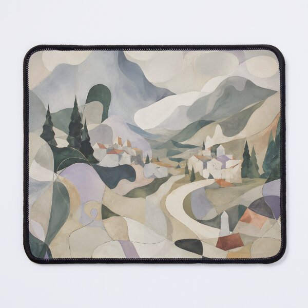 Item preview, Abstract Volcano Landscape – Earth Tone Mid Century Village Wall Art designed and sold by GutyzDesignsES.