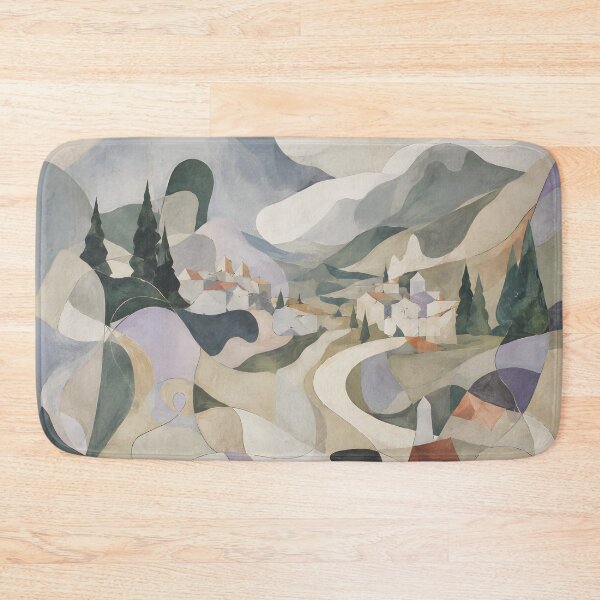 Item preview, Abstract Volcano Landscape – Earth Tone Mid Century Village Wall Art designed and sold by GutyzDesignsES.