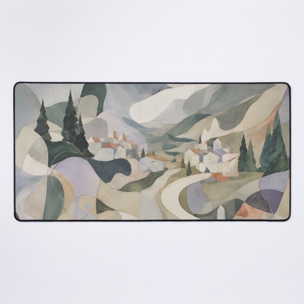 Item preview, Abstract Volcano Landscape – Earth Tone Mid Century Village Wall Art designed and sold by GutyzDesignsES.