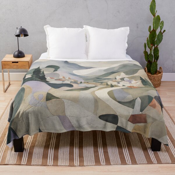 Item preview, Abstract Volcano Landscape – Earth Tone Mid Century Village Wall Art designed and sold by GutyzDesignsES.