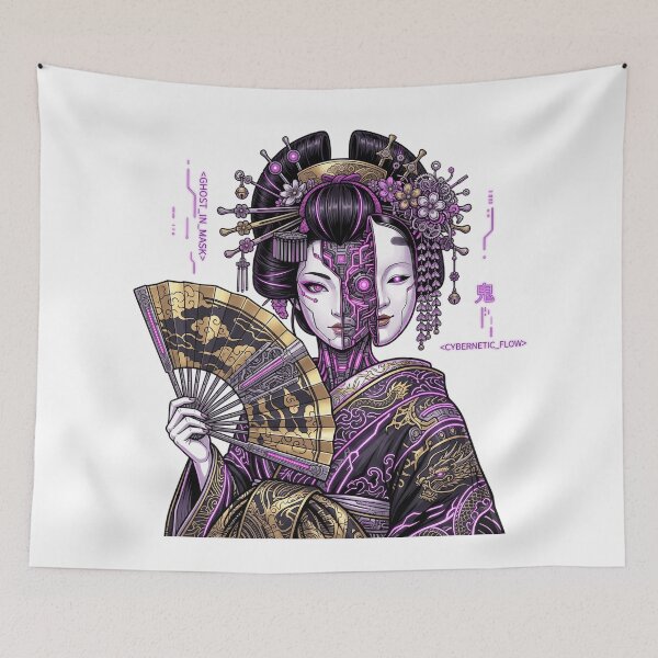 Item preview, Cyberpunk Geisha Android Japanese Neon Mecha Vaporwave Aesthetic designed and sold by mood-draftsman.
