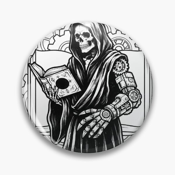 Item preview, Steampunk Skeleton Reading Open Book with Cyborg Mechanical Arm designed and sold by MisteryDesigner.