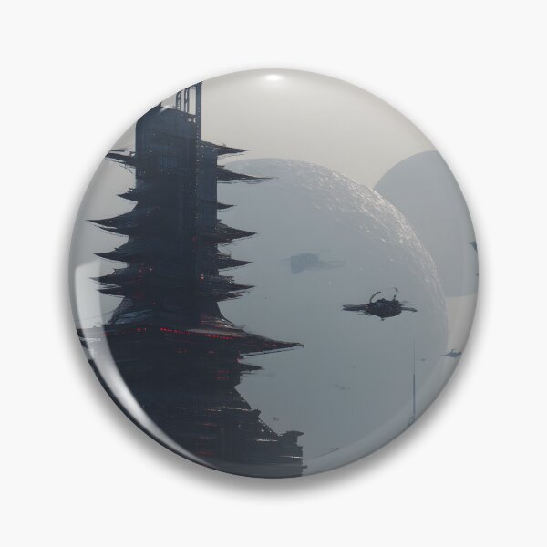 Item preview, Sci-Fi Chinese Pagoda City Wall Art, Alien Moon Skyline Poster designed and sold by AetherianArchive.