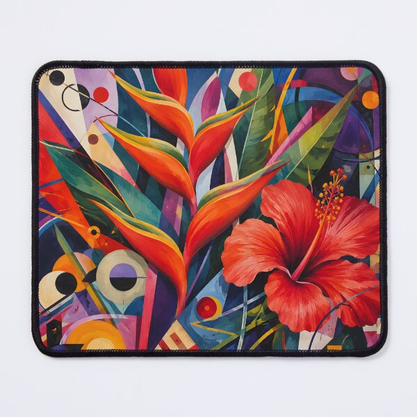Item preview, Tropical Hibiscus & Heliconia – Colorful Geometric Botanical Wall Art designed and sold by GutyzDesignsES.