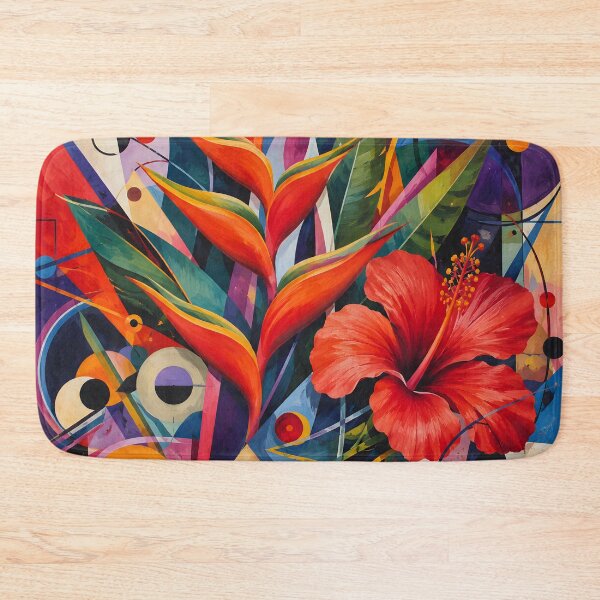 Item preview, Tropical Hibiscus & Heliconia – Colorful Geometric Botanical Wall Art designed and sold by GutyzDesignsES.
