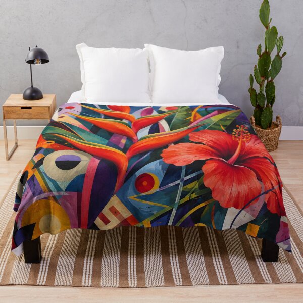 Item preview, Tropical Hibiscus & Heliconia – Colorful Geometric Botanical Wall Art designed and sold by GutyzDesignsES.