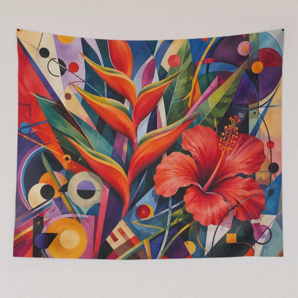 Item preview, Tropical Hibiscus & Heliconia – Colorful Geometric Botanical Wall Art designed and sold by GutyzDesignsES.
