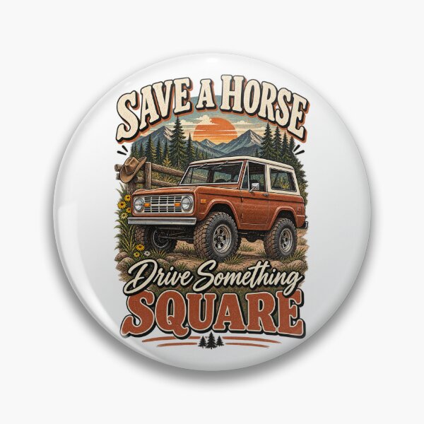Item preview, Save a Horse Drive Something Square – Funny Vintage 4x4 Off Road Adventure Design designed and sold by InkBarn.