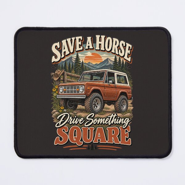 Item preview, Save a Horse Drive Something Square – Funny Vintage 4x4 Off Road Adventure Design designed and sold by InkBarn.