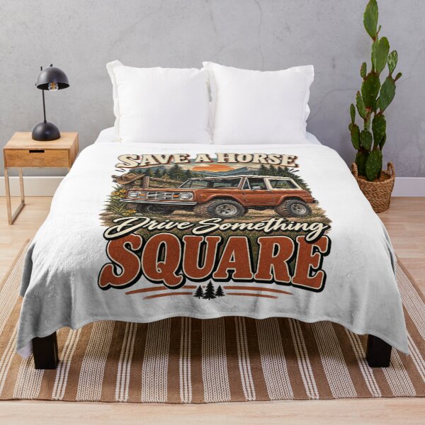 Item preview, Save a Horse Drive Something Square – Funny Vintage 4x4 Off Road Adventure Design designed and sold by InkBarn.
