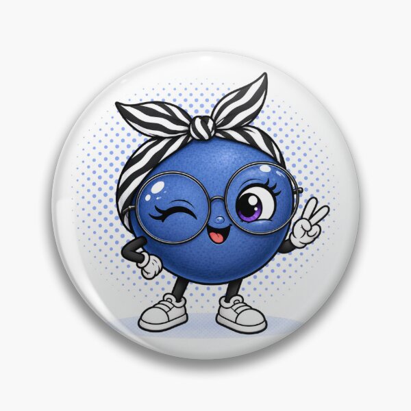 Artikelvorschau, Cute Blueberry with Glasses & Headband – Funny Kawaii Fruit Character entworfen und verkauft von LittleGinnyArt.