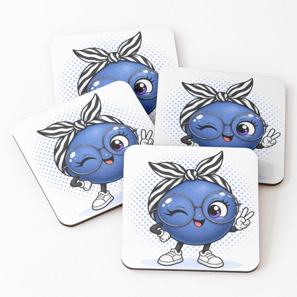 Item preview, Cute Blueberry with Glasses & Headband – Funny Kawaii Fruit Character designed and sold by LittleGinnyArt.