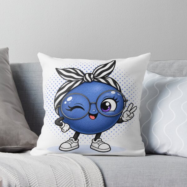 Item preview, Cute Blueberry with Glasses & Headband – Funny Kawaii Fruit Character designed and sold by LittleGinnyArt.