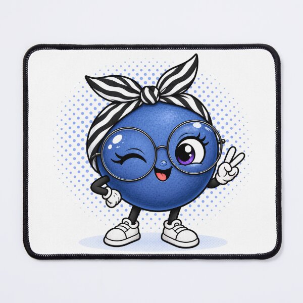 Item preview, Cute Blueberry with Glasses & Headband – Funny Kawaii Fruit Character designed and sold by LittleGinnyArt.