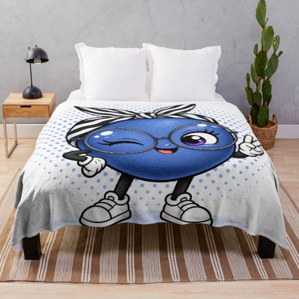 Item preview, Cute Blueberry with Glasses & Headband – Funny Kawaii Fruit Character designed and sold by LittleGinnyArt.