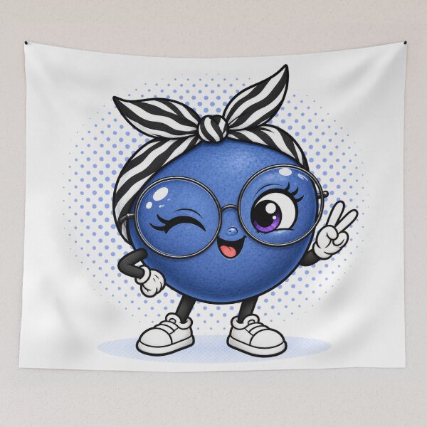 Item preview, Cute Blueberry with Glasses & Headband – Funny Kawaii Fruit Character designed and sold by LittleGinnyArt.