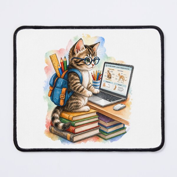 Item preview, Watercolor Student Cat – Back to School designed and sold by SuperMama1973.