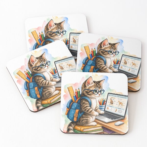 Item preview, Watercolor Student Cat – Back to School designed and sold by SuperMama1973.