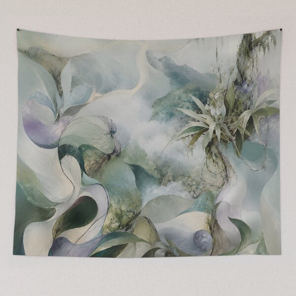Item preview, Organic Abstract Landscape – Botanical Mountain Wall Art in Sage Green & Lavender designed and sold by GutyzDesignsES.