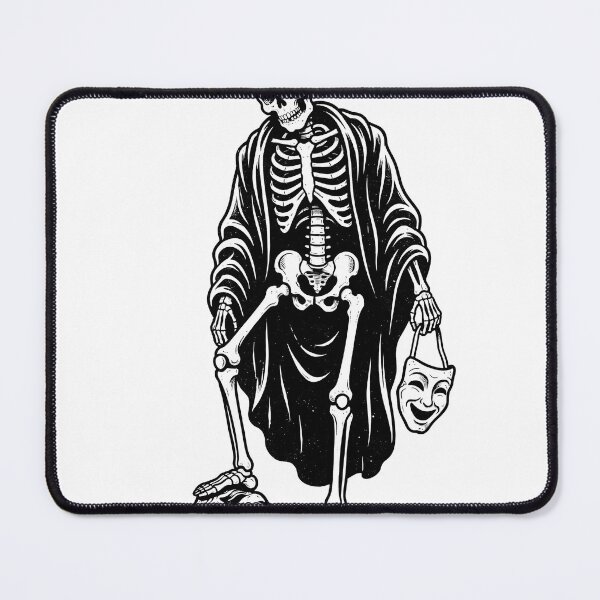 Item preview, Sad Skeleton in Draped Robe Holding Smiling Mask and Stepping on Sad Mask designed and sold by MisteryDesigner.
