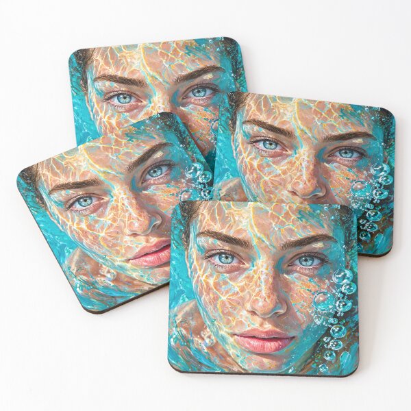 Item preview, Underwater Light - Dreamy Portrait in Turquoise Water with Bubbles designed and sold by Surviving Monday Club.