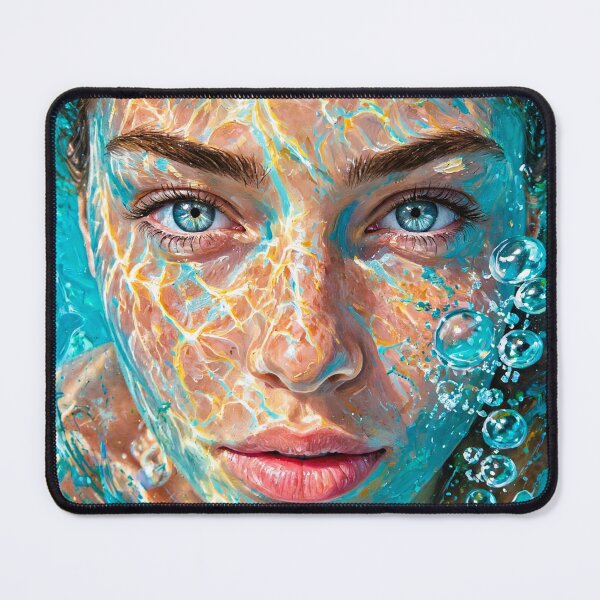 Item preview, Underwater Light - Dreamy Portrait in Turquoise Water with Bubbles designed and sold by Surviving Monday Club.