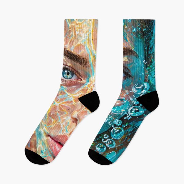 Item preview, Underwater Light - Dreamy Portrait in Turquoise Water with Bubbles designed and sold by Surviving Monday Club.