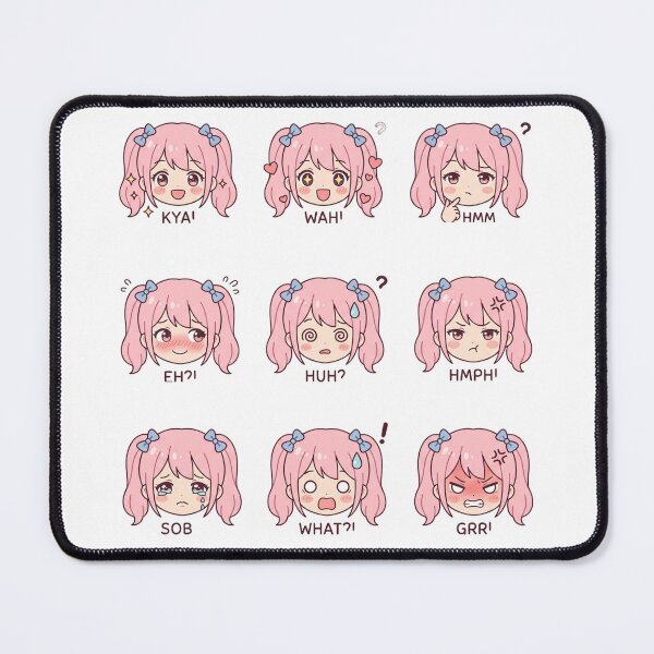 Item preview, Cute Chibi Anime Girl Emotions Kawaii Pastel Pink Sticker Pack designed and sold by mood-draftsman.
