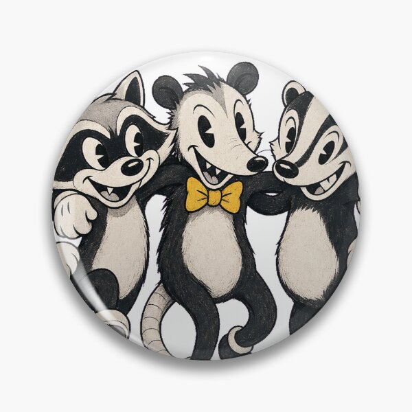 Item preview, The Night Shift Retro Cartoon Raccoon Opossum Badger Trio Tee designed and sold by KIDEnia.