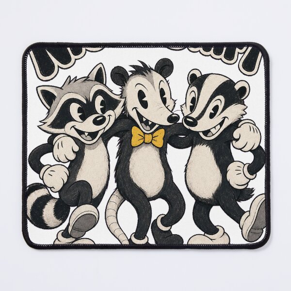 Item preview, The Night Shift Retro Cartoon Raccoon Opossum Badger Trio Tee designed and sold by KIDEnia.