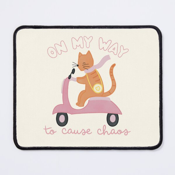 Item preview, On My Way to Cause Chaos Cute Cat on a Scooter designed and sold by winterpumpkin.