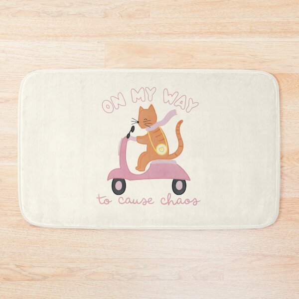 Item preview, On My Way to Cause Chaos Cute Cat on a Scooter designed and sold by winterpumpkin.