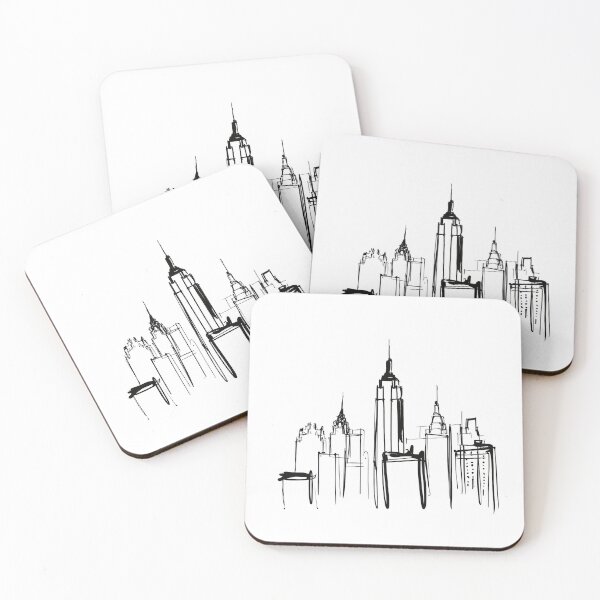 Item preview, New York City Skyline Minimalist Line Art designed and sold by MarkedArtPrints.