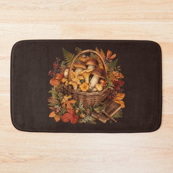 Item preview, Woodland Harvest – Autumn Mushroom Forager Botanical Art designed and sold by astersgraphics.