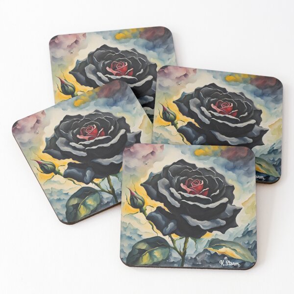 Artikelvorschau, Schwarze und rote Rosenwasserfarbe entworfen und verkauft von Creepy Princess Creations.