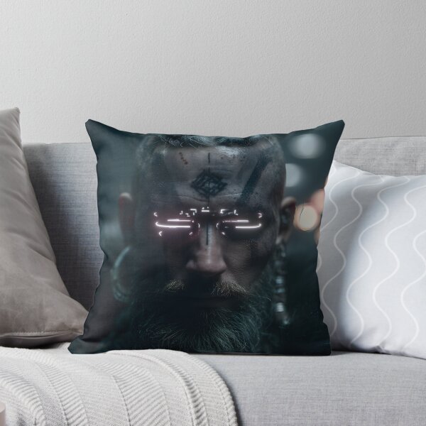 Item preview, Sci-Fi Viking Warrior Wall Art, Cybernetic Visor Portrait Poster designed and sold by AetherianArchive.