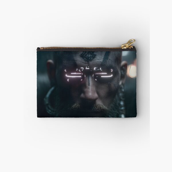 Item preview, Sci-Fi Viking Warrior Wall Art, Cybernetic Visor Portrait Poster designed and sold by AetherianArchive.