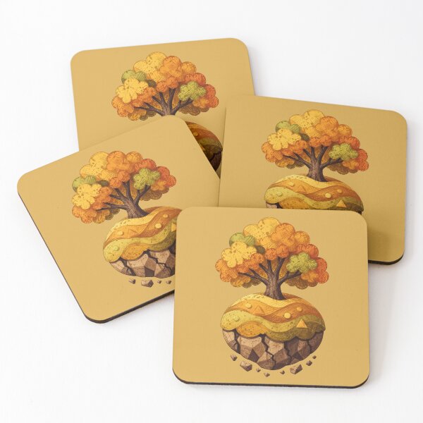 Item preview, Oak on a floating island – Orange geometric nature art designed and sold by Mediatoni.