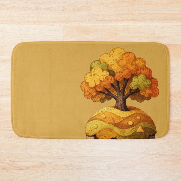 Item preview, Oak on a floating island – Orange geometric nature art designed and sold by Mediatoni.