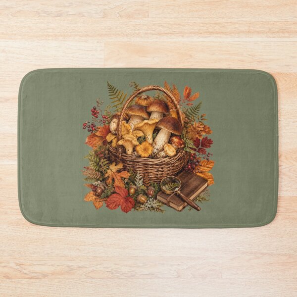 Item preview, Woodland Harvest – Autumn Mushroom Forager Botanical Art designed and sold by astersgraphics.