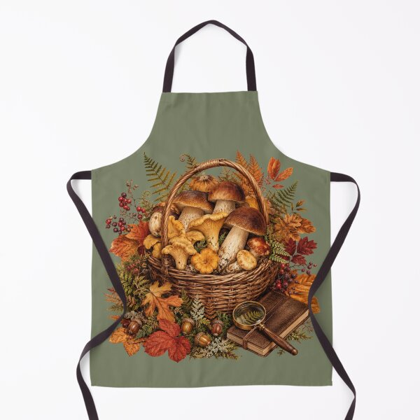 Item preview, Woodland Harvest – Autumn Mushroom Forager Botanical Art designed and sold by astersgraphics.
