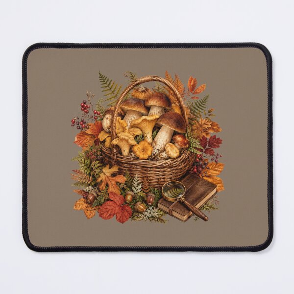 Item preview, Woodland Harvest – Autumn Mushroom Forager Botanical Art designed and sold by astersgraphics.