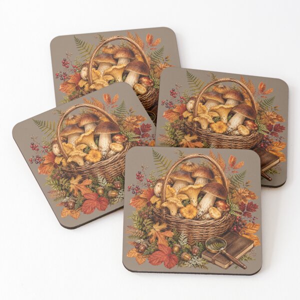 Item preview, Woodland Harvest – Autumn Mushroom Forager Botanical Art designed and sold by astersgraphics.