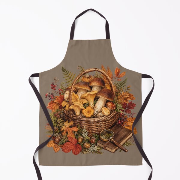 Item preview, Woodland Harvest – Autumn Mushroom Forager Botanical Art designed and sold by astersgraphics.
